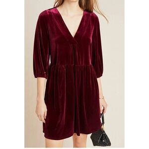 Amadi Greta Women Velvet Holiday Romantic Puff Sleeve Dress XS Whimsigoth‎ Y2K